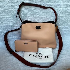 Coach Willow Shoulder Bag In Colorblock w/ Matching Wallet